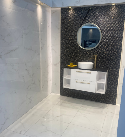 the Lucia rectified porcelain tile is one of the most popular in bathrooms in ireland